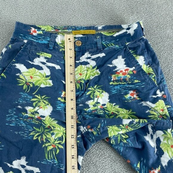 Washed Stoned & Beaten Mens Hawaiian Print Blue Casual Shorts 31 5169 - Picture 5 of 8